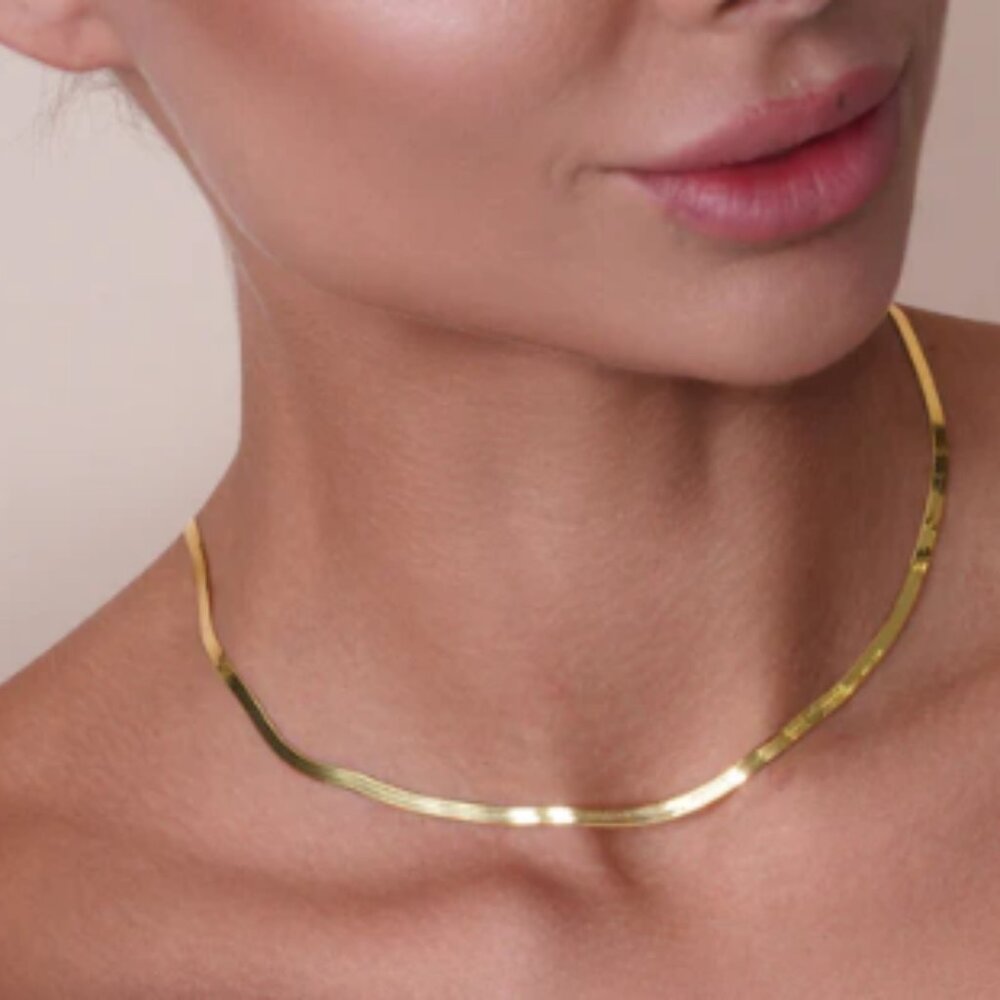 Sterling Silver 925 Gold Plated Herring Bone 035 Chain 3mm